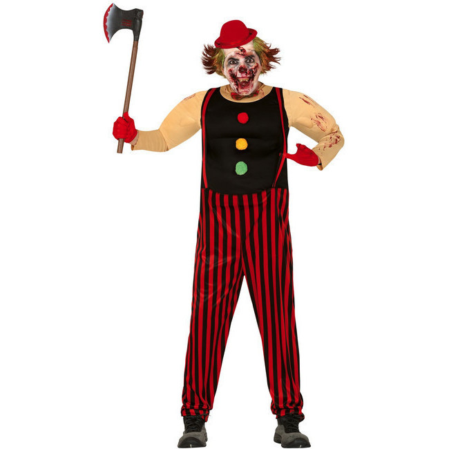 Vista frontal del terrifiant costume de clown tueur pour hommes en stock