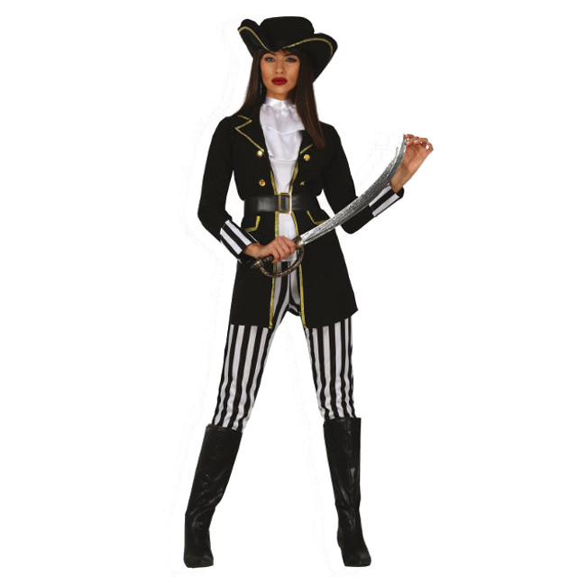 Vista delantera del costume de capitaine pirate pour femmes en stock