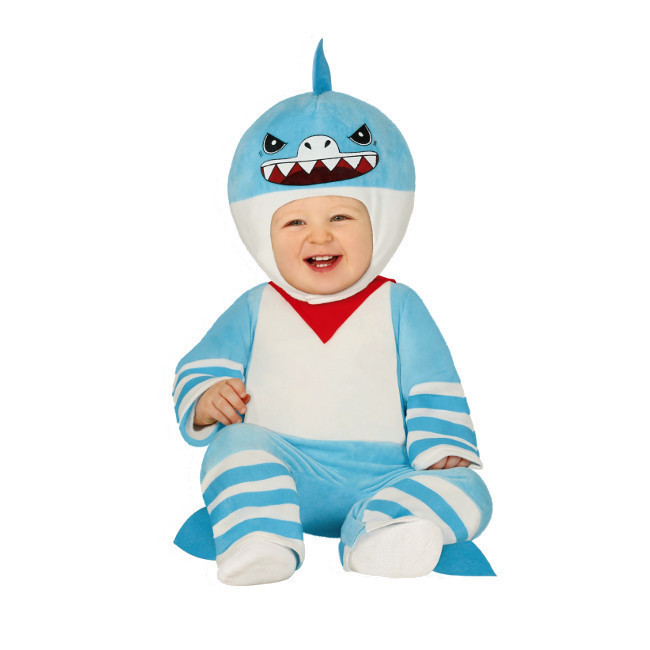 Vista principal del costumes de bébé requin bleu en stock