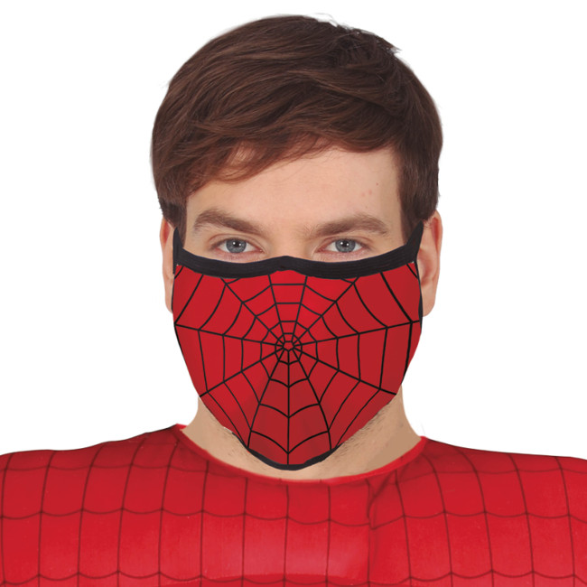 Vista frontal del masque hygiénique réutilisable Spiderman pour adultes en stock