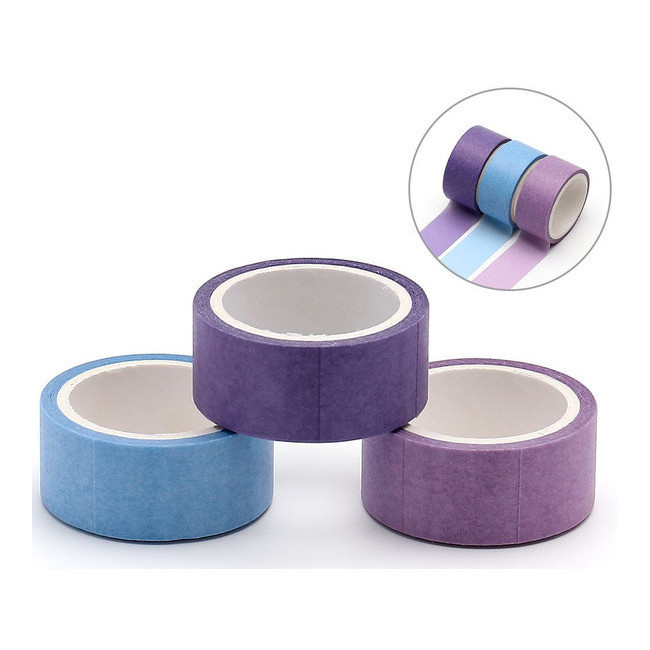 Vista frontal del washi tape tricolore 3 m - 3 pcs. en stock
