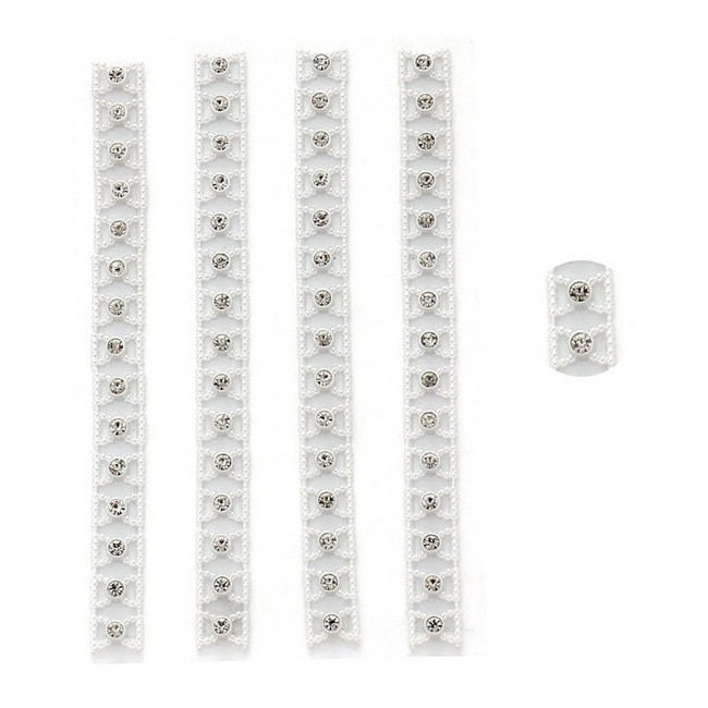Vista delantera del chaîne adhésive de perles croisées blanches, 14.5 cm - 4 unités en stock