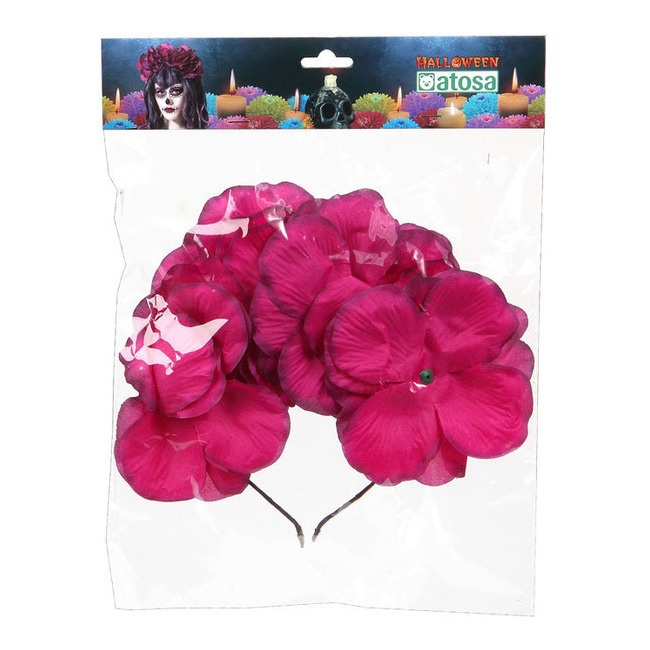 Foto detallada de bandeau à fleurs roses Catrina