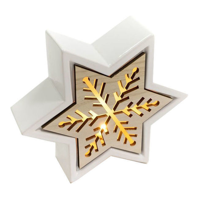 Vista principal del décoration en étoile avec flocon de neige et LED 16,4 x 14 x 5,8 cm en stock