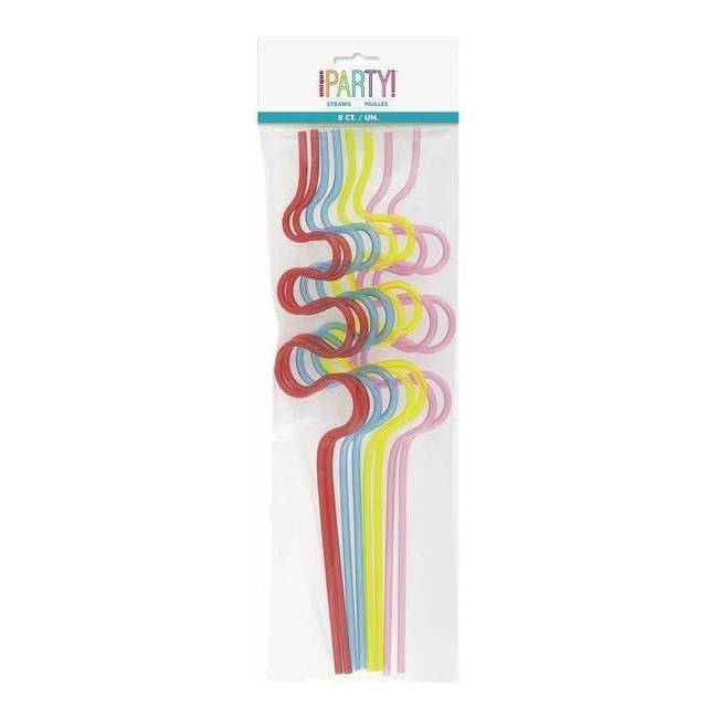 Pailles coudées en plastique coloré - 8 pièces. par 4,75 €