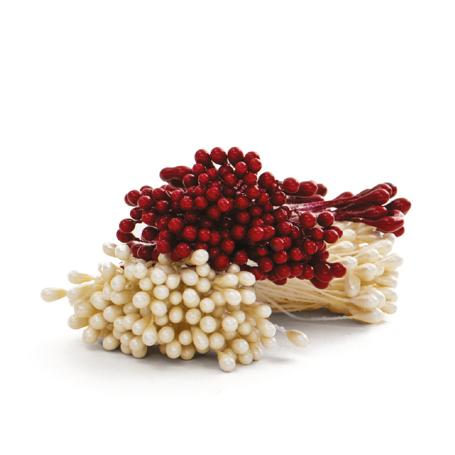 Vista principal del grande fleur à étamines rouge et blanc perlé - Decora - 288 pièces en stock