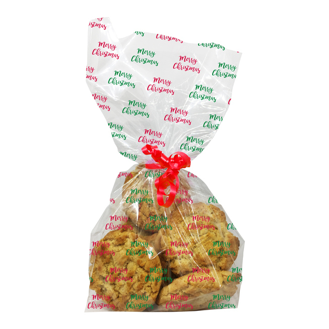 Vista principal del sacs à bonbons transparents Merry Christmas 12,5 x 7 x 28,5 cm - Creative Party - 20 pcs. en stock