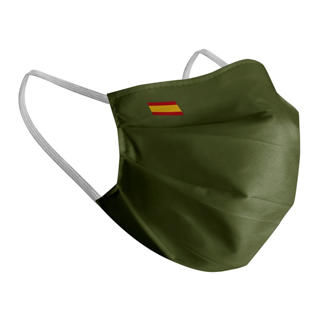 Vista delantera del masque hygiénique réutilisable aux couleurs du drapeau espagnol pour adultes en stock