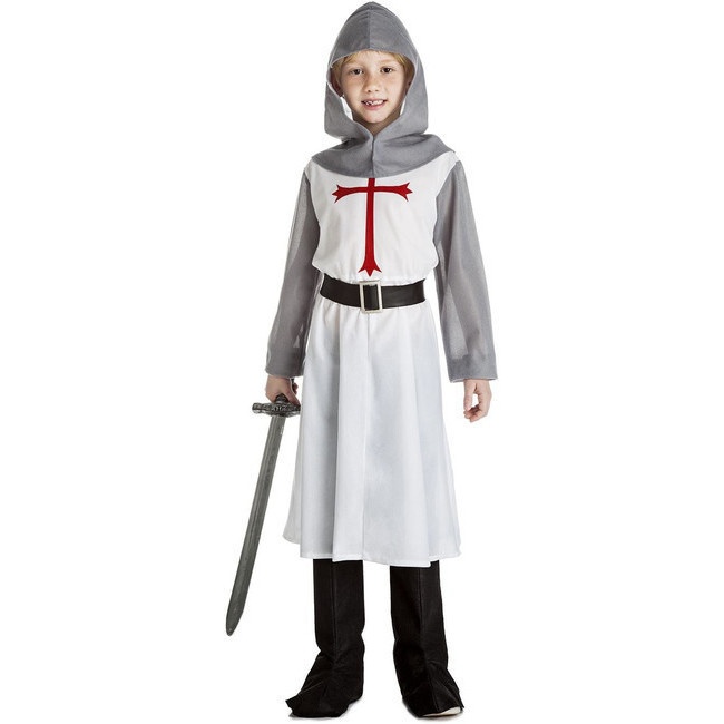 Vista principal del costume de chevalier templier blanc pour enfants