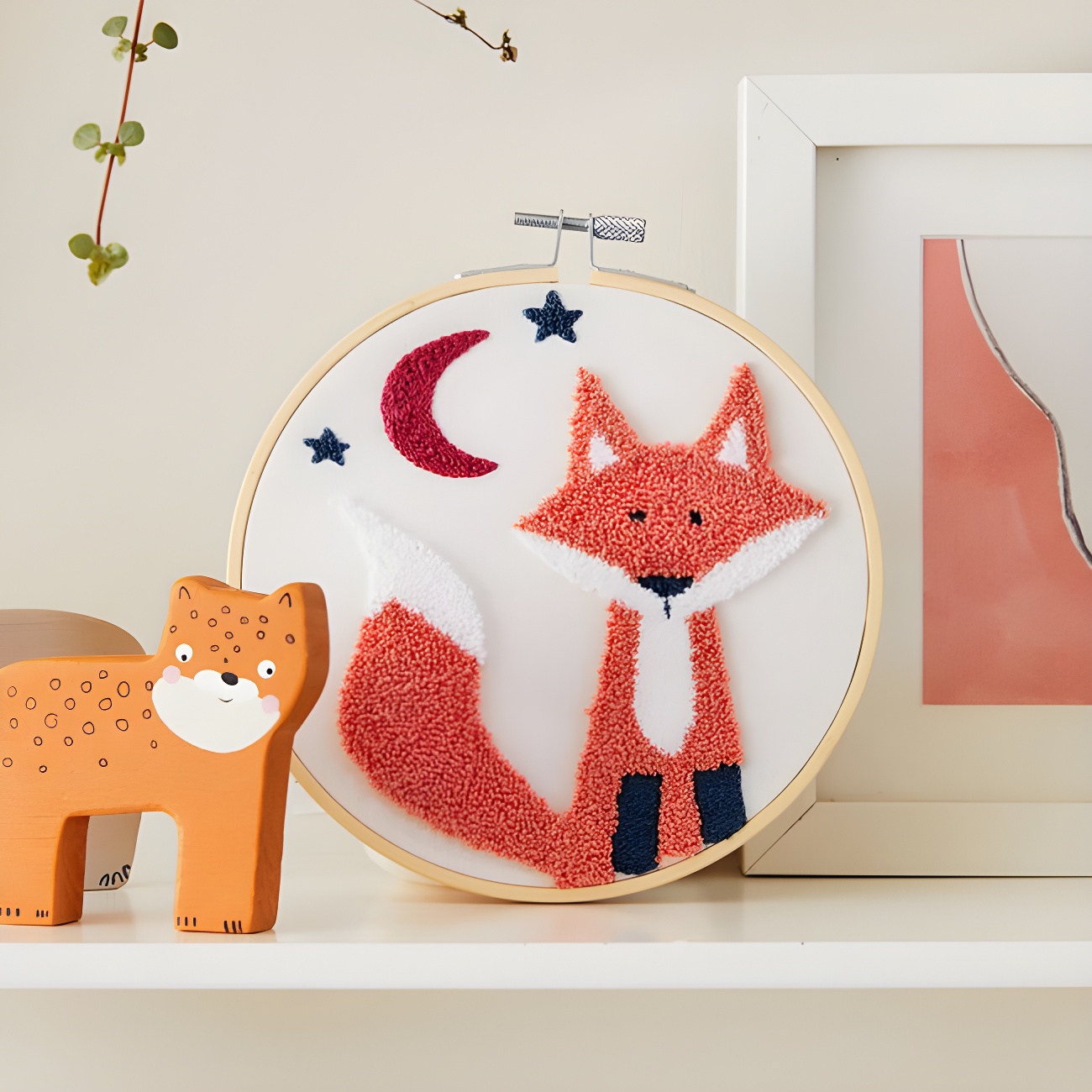 Kit Broderie Punch Needle Pour Débutants - Tissu Encadré 24x24 Cm, Fils Inclus, Motif Fleuri