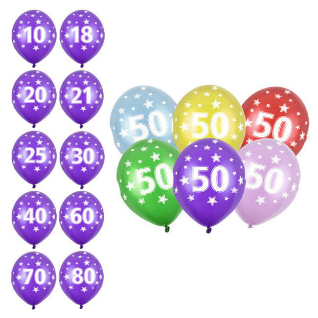 ballons d'anniversaire en latex de 30 cm avec chiffres - PartyDeco