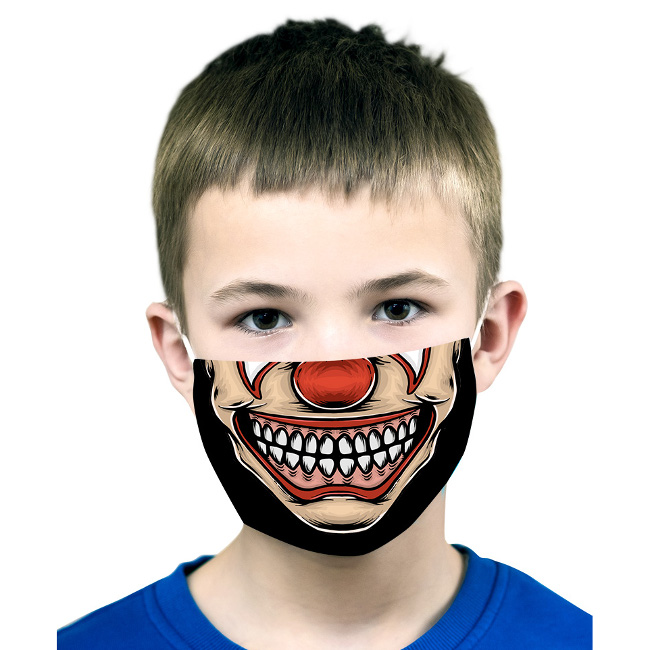 Vista principal del masque de clown hygiénique réutilisable avec 2 filtres tueur 7 à 12 ans en stock