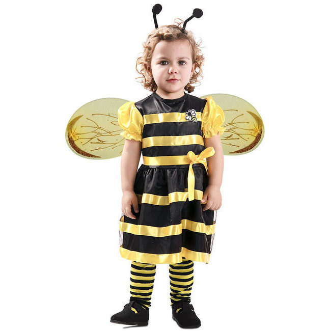 Vista delantera del costume d'abeille pour bébé fille avec noeud en stock