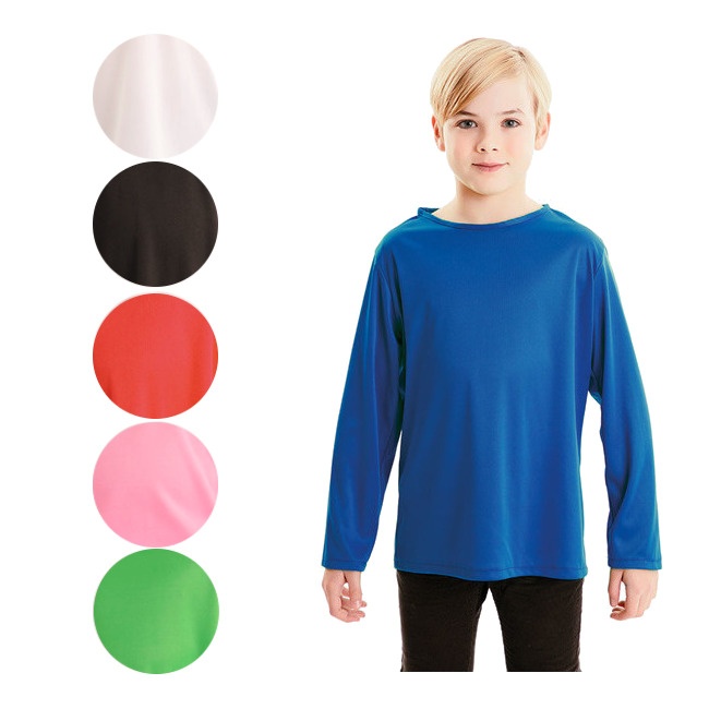 Vista frontal del t-shirt coloré à manches longues pour enfants en stock