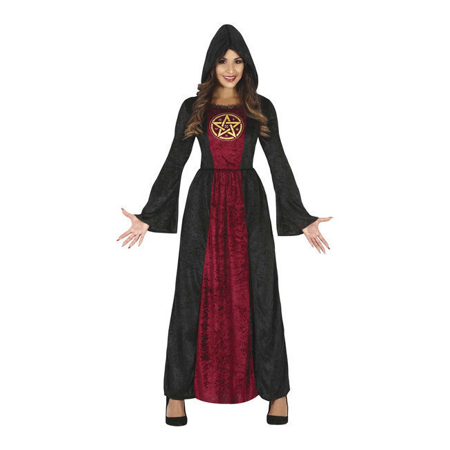 Vista frontal del costume de sorcière à capuche pour femmes en stock