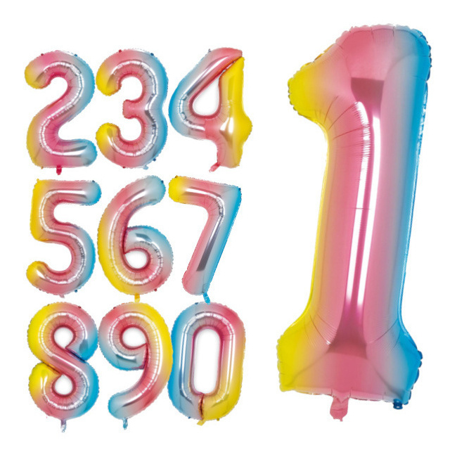 1 m ballon numéro arc-en-ciel pastel par 3,25 €