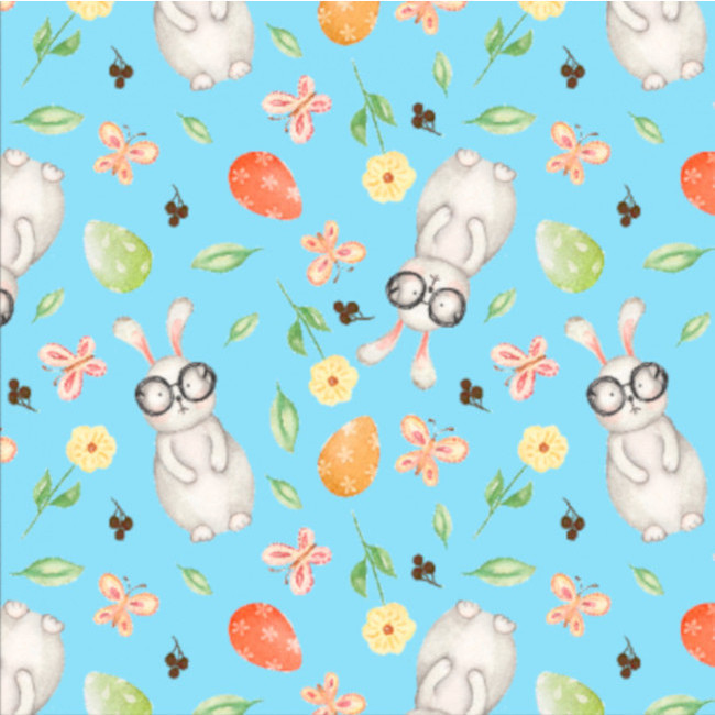 Vista delantera del tissu de coton Pascal Rabbits - Indigo en stock