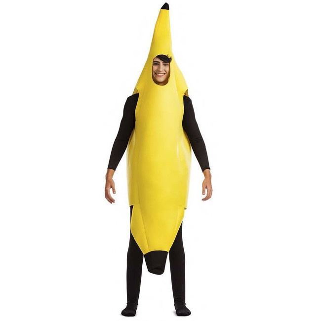 Vista frontal del costume de banane jaune pour adultes