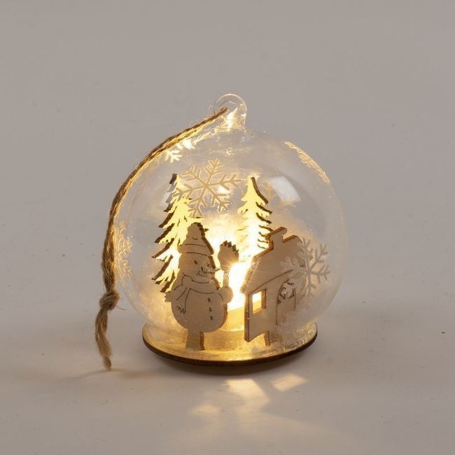 Foto detallada de boule transparente avec lumière 8 cm - 12 pcs.