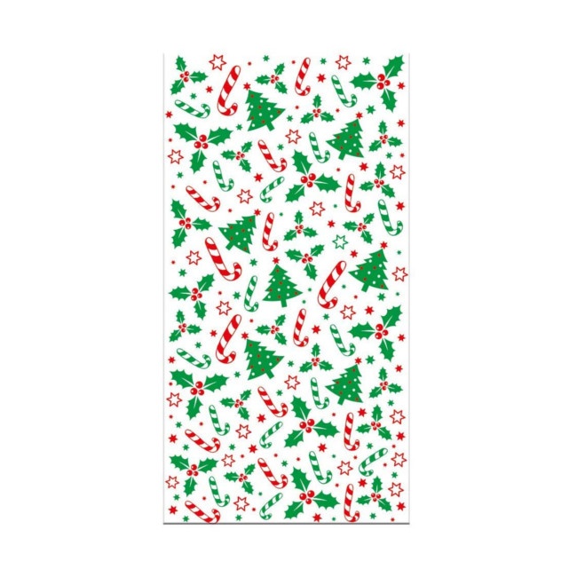 Vista delantera del sachets de bonbons transparents avec motifs de Noël 24 x 12,5 cm - Decora - 20 pcs. en stock