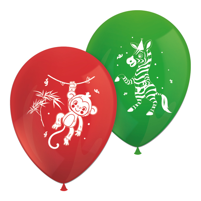 Ballons en latex animaux de la jungle 30 cm - 8 unités par 3,75 €