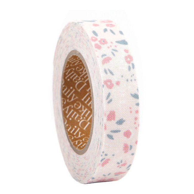 Ruban adhésif coton fleurs rose - 5 m par 4,50 €