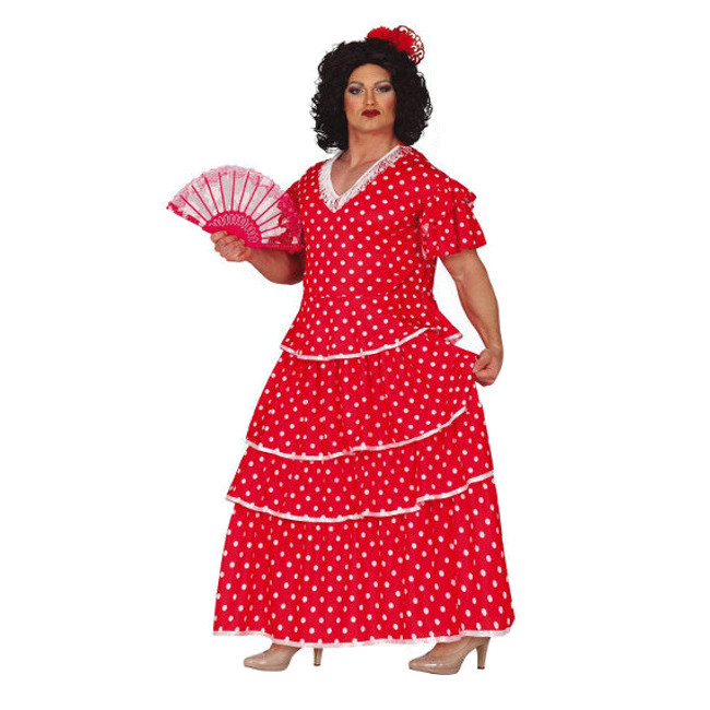 Vista principal del costume de flamenco rouge à pois pour hommes en stock