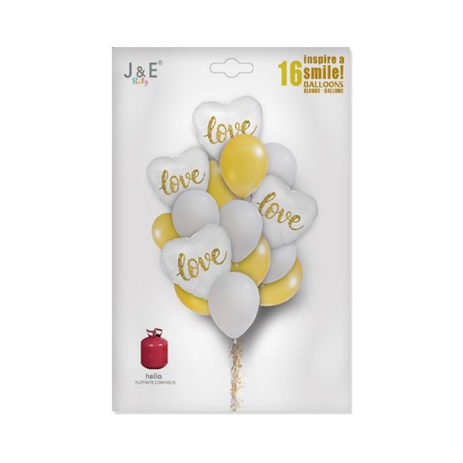 PARTYDECO - Ballon de baudruche Coeur Doré/Blanc…