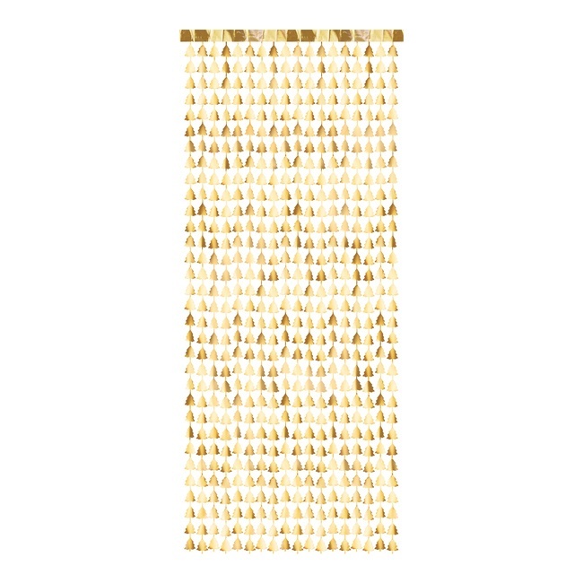 Rideau décoratif d'arbres de Noël dorés de 2,45 x 1 m