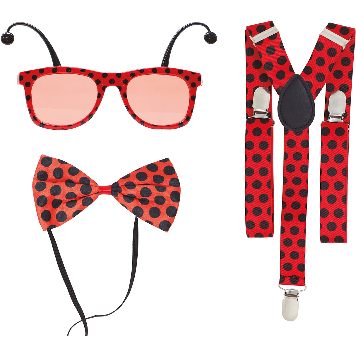Ensemble de lunettes, noeud papillon et bretelles de coccinelle pour adulte - 2