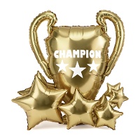 Ballon trophée de champion et étoiles à poser, 83 x 87 cm