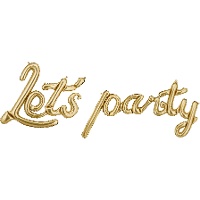 Ballon lettres 'Let's Party' doré 2,30 x 0,80 m - PartyDeco