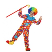 Déguisement de clown à pois multicolores pour enfants