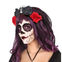 Serre-tête Catrina avec Tête de mort et Roses