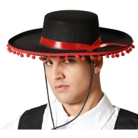Sombrero Flamenco avec pompoms rouges