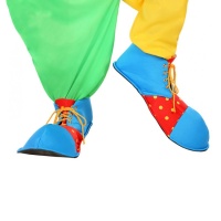 Chaussures de clown en tissu bleu et rouge - 35 cm