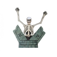 Figurine articulée Pierre tombale avec squelette 35 x 60 cm