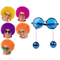 Lunettes avec boucles d'oreilles boules disco