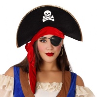 Chapeau de pirate avec ruban rouge
