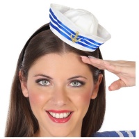 Mini chapeau de marin blanc et bleu
