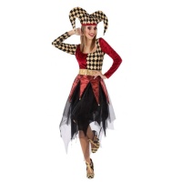 Costume d'arlequin pour femmes rouge et noir