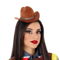 Mini chapeau de cowgirl marron