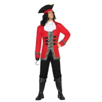 Costume de capitaine pirate rouge pour hommes