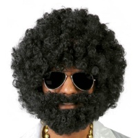 Perruque afro noire avec barbe