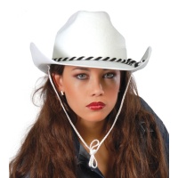 Chapeau de cow-boy blanc à bords incurvés - 57 cm