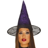 Chapeau de sorcière lilas avec araignées - 60 cm