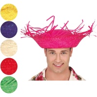 Chapeau de paille pour adultes avec couleurs assorties - 55 cm