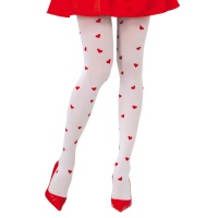 Collants blancs avec coeurs rouges