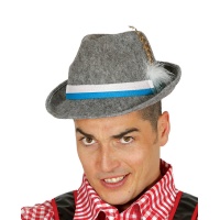 Chapeau gris avec plume blanche - 55 cm