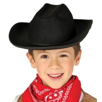 Chapeau de cow-boy noir pour enfants - 53 cm